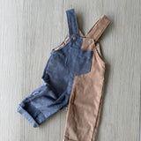 Two-tone Corduroy Overalls (Blue)