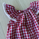 Red Gingham Flutter Dress