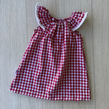 Red Gingham Flutter Dress