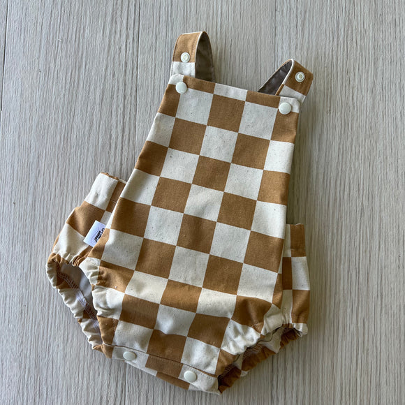 Beige Check Playsuit