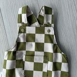 Olive Check Overalls