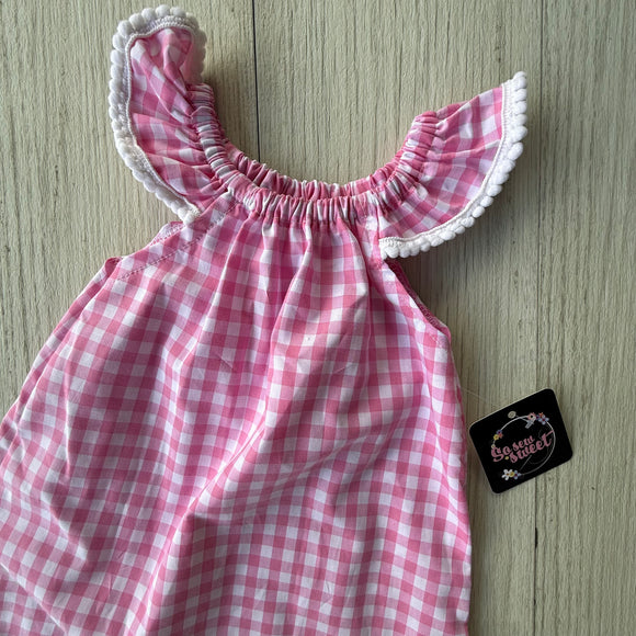 Pink Gingham Flutter Dress
