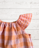 Peach Gingham Flutter Dress