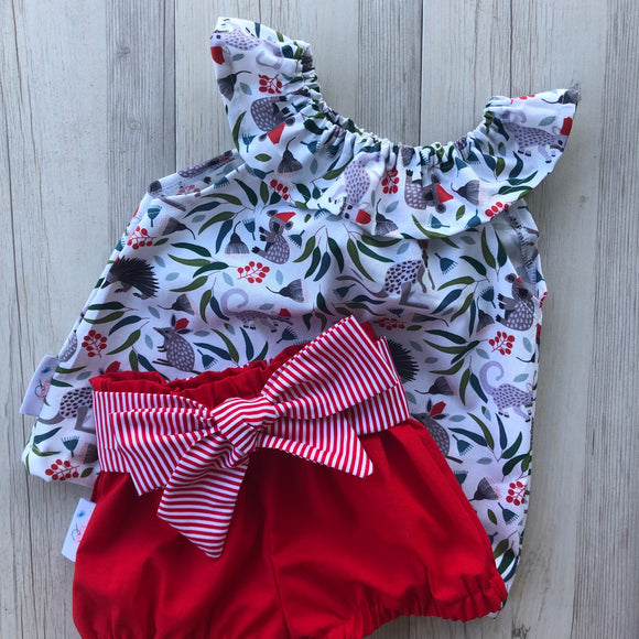 Christmas Red Ruffle shorts